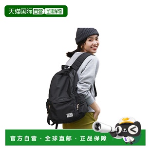 Coca女士背包黑色全侧带拉链大容量时尚潮流双肩包