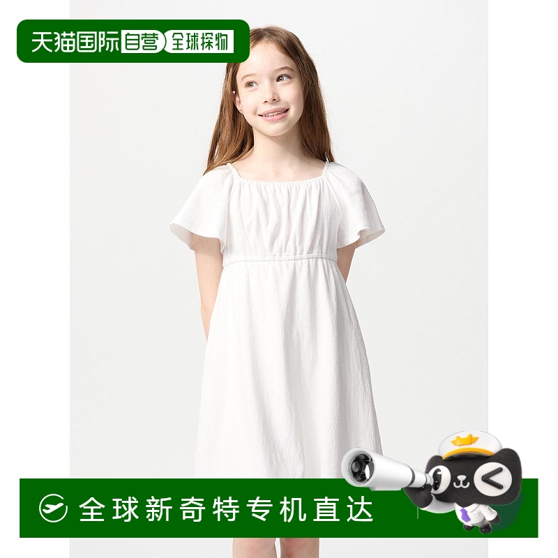 日潮跑腿UNIQLO优衣库 女童喇叭袖连衣裙 短袖 01 OFF WHITE KIDS