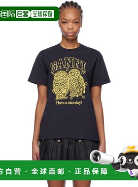 1h可退 香港直邮GANNI 甘尼 女士 黑色 Basic Jersey Owls Relaxe