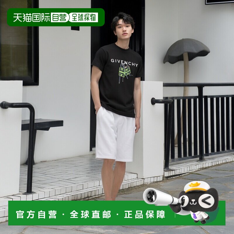 自营Givenchy纪梵希 男士黑色纯棉徽标4G锁图宽松休闲T恤男装