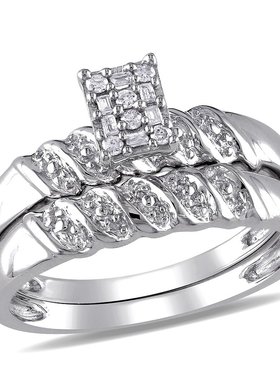 美国直邮Julianna B朱莉安娜女士戒指双环方形钻石简约休闲时尚