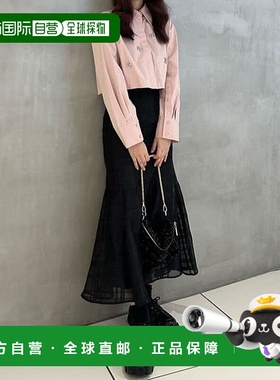 日本直邮Rienda 透明格纹后背绑带美人鱼裙 [RI3465EW24462] 黑色