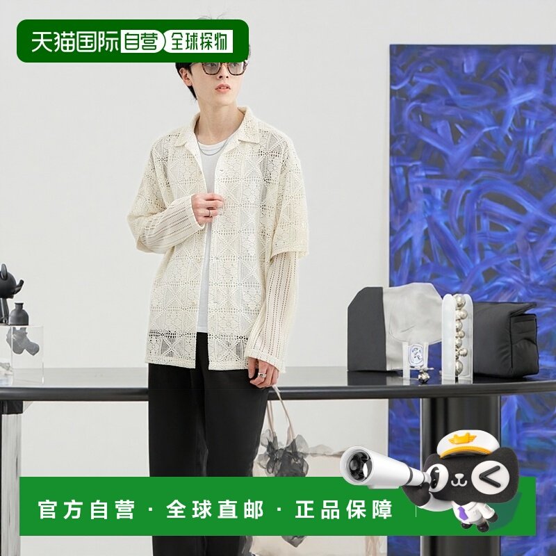 1h可退 日本直邮SENSE OF PLACE 男士蕾丝拼接层叠长袖衬衫 AAA51