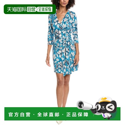 自营Diane von Furstenberg新朱利安丝绸裹身连衣裙-蓝色 美国奥