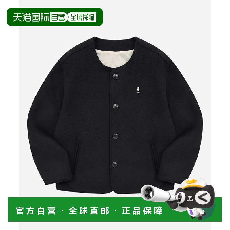 韩国直邮YALE WOOL 4 BUTTON COLLARLESS JACKET BLACK夹克YD09JK