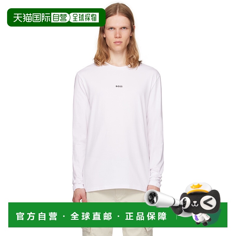 香港直邮潮奢 BOSS 波士 男士 白色 Long-Sleeved Stretch Cotton