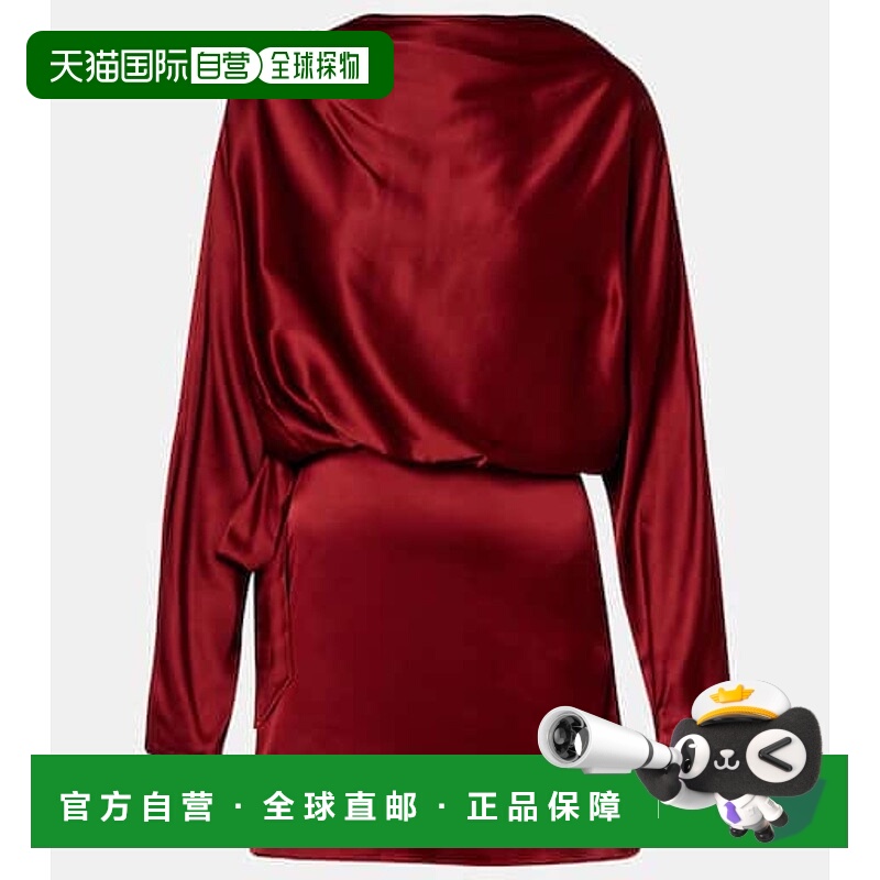 香港直邮Staud 女士 Phoebe 真丝混纺缎面迷你连衣裙