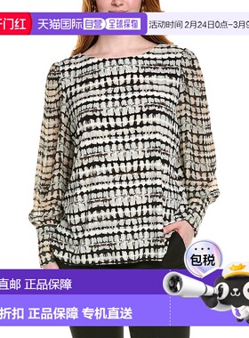 自营 Anne Klein Plus上衣-黑色 美国奥莱直发泡泡袖