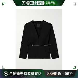 香港直邮潮奢 Givenchy 纪梵希 女士 束带皮革边针织西装外套 BW3