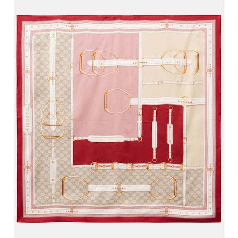 潮奢 Gucci 古驰 女士 New Majo 真丝斜纹围巾