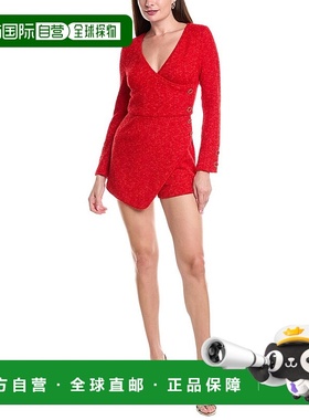 自营 black halo黑色Halo Demi Tinsel Tweed 连衣裙 - 红色 美国