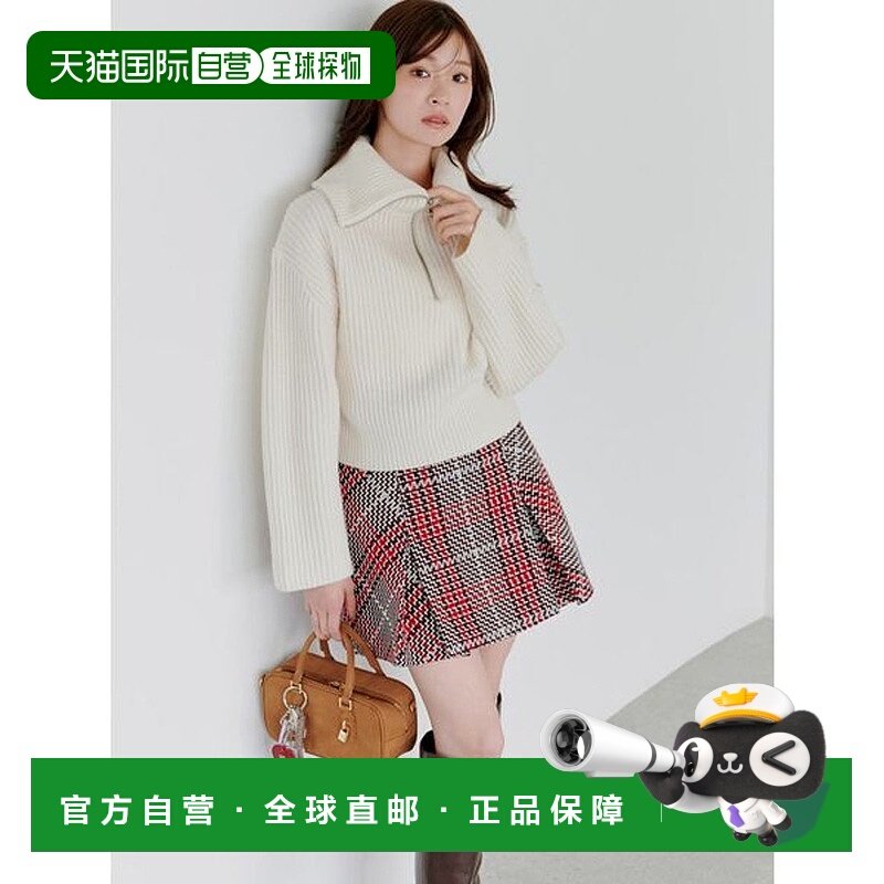 日本直邮SNIDEL 可持续罗纹格纹迷你短裙裙子 [SN1728EW045322]