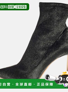 自营Jimmy Choo Black Lurex Fabric Ankle Length Boots - black