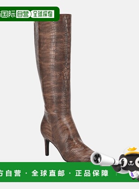 自营guessAnorra Croc-Embossed Tall Boots - dark brown 美国奥