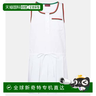 网纹褶裥迷你连衣裙 1h可退 女士 香港直邮Gucci white白色 古驰