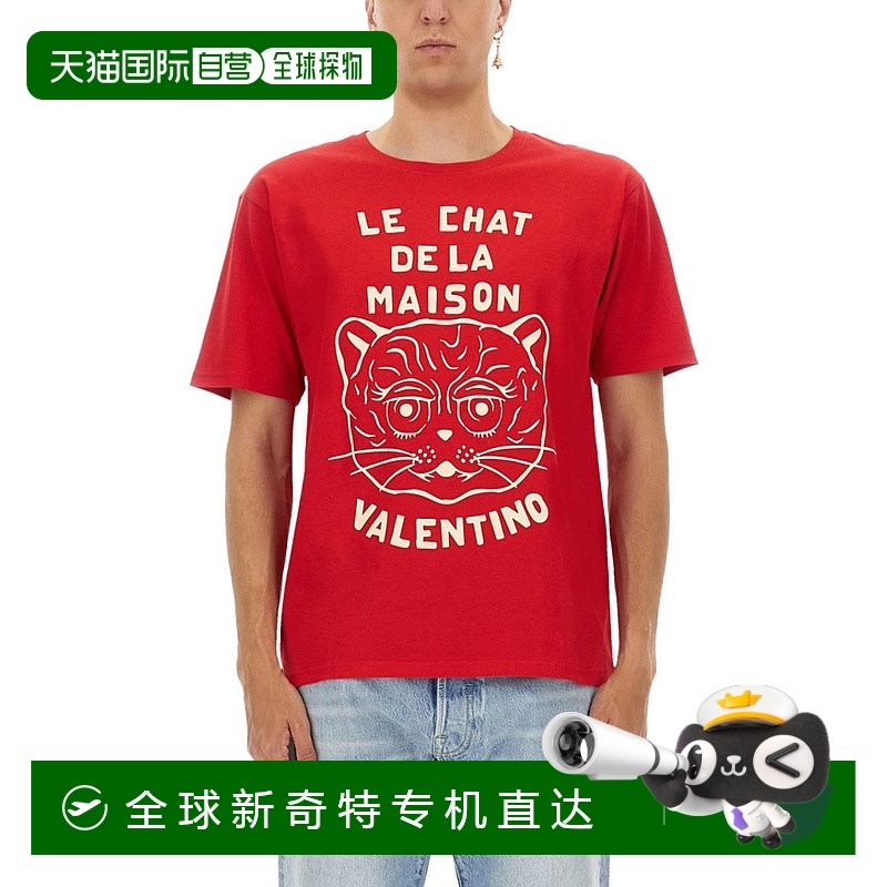 自营 valentino家猫“印花T恤-红色 【美国奥莱】直发华伦天奴