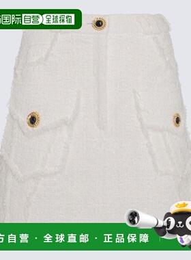 香港直邮BALMAIN 女士半身裙 CF1LA357CE790FA AW2024 白色a字裙