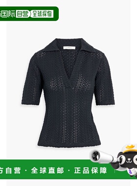 1h可退 香港直邮VINCE 女士 钩花棉质Polo衫 V113984789 blue蓝色