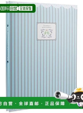 【日本直邮】FUJICOLOR复古条纹相本相册 蓝色 棕色内衬纸104824