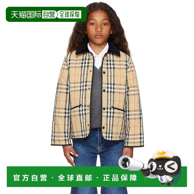 1h可退 香港直邮潮奢 Burberry 巴宝莉 女童 驼色 Quilted Check