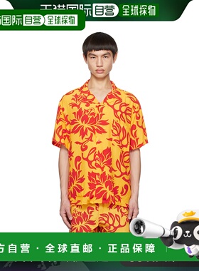 1h可退 香港直邮潮奢 Erl 男士 黄色印花衬衫 ERL06B003 舒适时尚