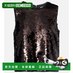 香港直邮Staud 舒适时尚 女士 brown棕色 珠片上衣 1h可退