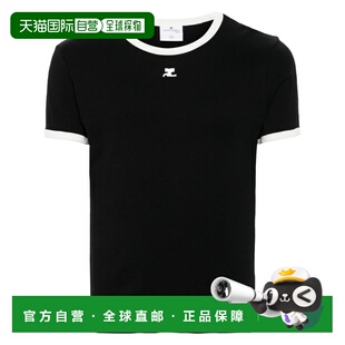 1h可退 香港直邮潮奢 Courreges 男士 黑色 Signature Contrast T