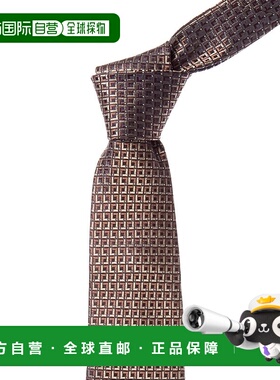 自营Canali Brown Squares Silk Tie - brown 美国奥莱直发