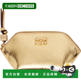 1h可退 香港直邮潮奢 GANNI 甘尼 女士 金色 Bou Crushed 零钱包