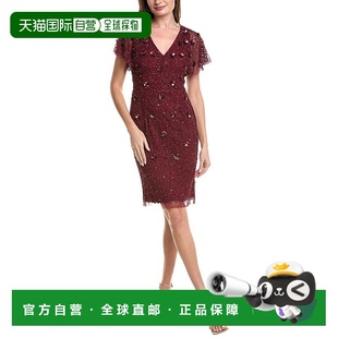 Mesh Bead Flutter Sheath 美国奥 自营Adrianna brown Papell