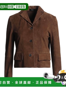 香港直邮THEORY 希尔瑞 女士 皮革夹克 brown棕色 舒适时尚