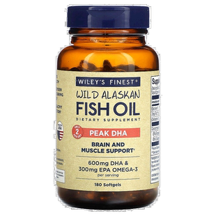 香港直发Wiley'S Finest野生阿拉斯加鱼油180粒膳食补充剂软凝胶