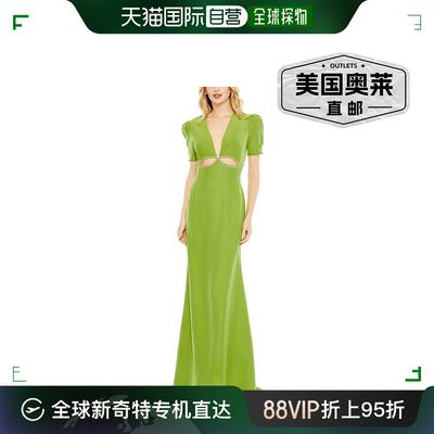 Mac Duggal 深 V 领泡泡袖镂空礼服 - 绿色 【美国奥莱】直发