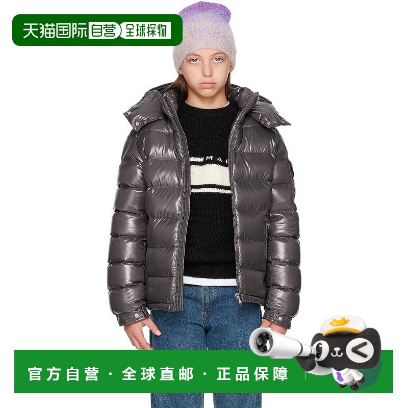 香港直邮moncler 男童 灰色 Maya Hooded 儿童羽绒夹克童装 K2954