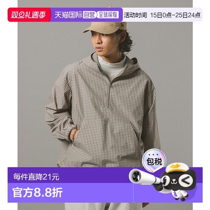 1h可退 日本直邮RAGEBLUE 男士迷你格纹防风连帽外套 580129