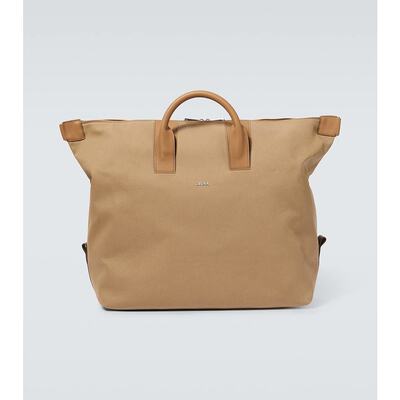 潮奢 Zegna 杰尼亚 男士 Raglan leather-trimmed duffel bag