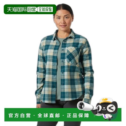 自营欧洲直邮Helly Hansen 女士青绿色棉Lokka有机法兰绒长袖衬衫