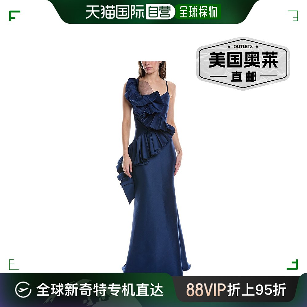 Badgley Mischka 褶裥漩涡礼服 - 蓝色 【美国奥莱】直发