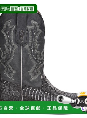 1h可退 【美国直邮】Corral 男士鸵鸟皮刺绣宽方头牛仔靴 时装靴