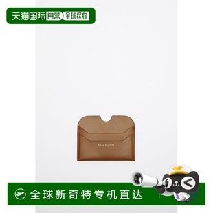 Studios 欧洲直邮Acne FW25女士驼棕色小牛皮卡夹钱包