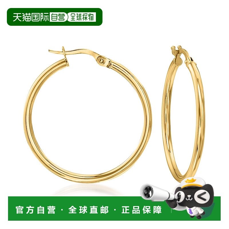 自营 Ross-Simons 意大利 2 毫米 18 节黄金圈形耳环 - 黄色 美国