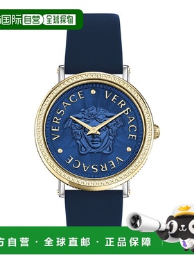 自营 versaceV-Dollar 皮革手表 - 蓝色/双色/蓝色 美国奥莱直发