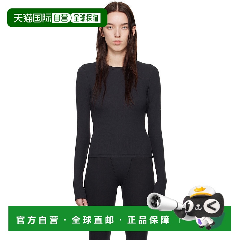 1h可退 香港直邮潮奢 SKIMS 女士 黑色 Cotton Rib 长袖 T 恤 TPL