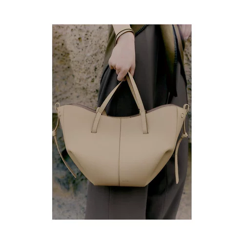 Женская сумка-тоут из телячьей кожи POLENE Cyme Mini с возможностью самостоятельного управления, европейская прямая рассылка, цвета слоновой кости и риса