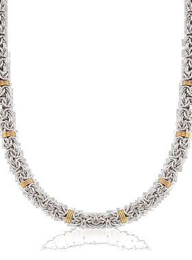 自营 Ross-Simons Sterling Silver Byzantine Necklace With 14k