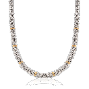 自营 Ross-Simons Sterling Silver Byzantine Necklace With 14k