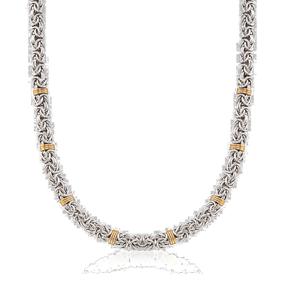 自营 Ross-Simons Sterling Silver Byzantine Necklace With 14k