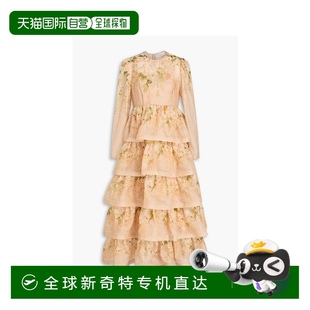 香港直邮ZIMMERMANN 3495D 女士 层叠印花亚麻真丝混纺中长连衣裙