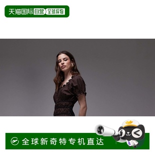 香港直邮潮奢 女士 1小时内可退 Topshop 抽褶束带棕色 sides 盖袖