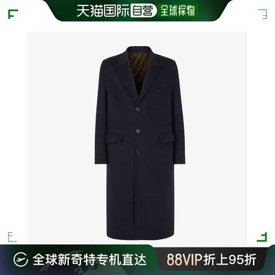 香港直邮潮奢 Fendi 芬迪 男士 外套蓝色羊毛外套 FF0770APOL